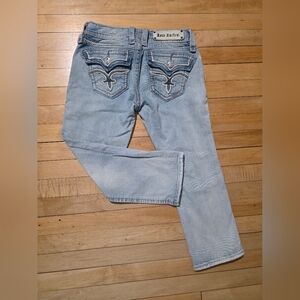 Rock Revival Anett Capri Women's Light Wash Low Rise Thick Stitch Denim Size 27